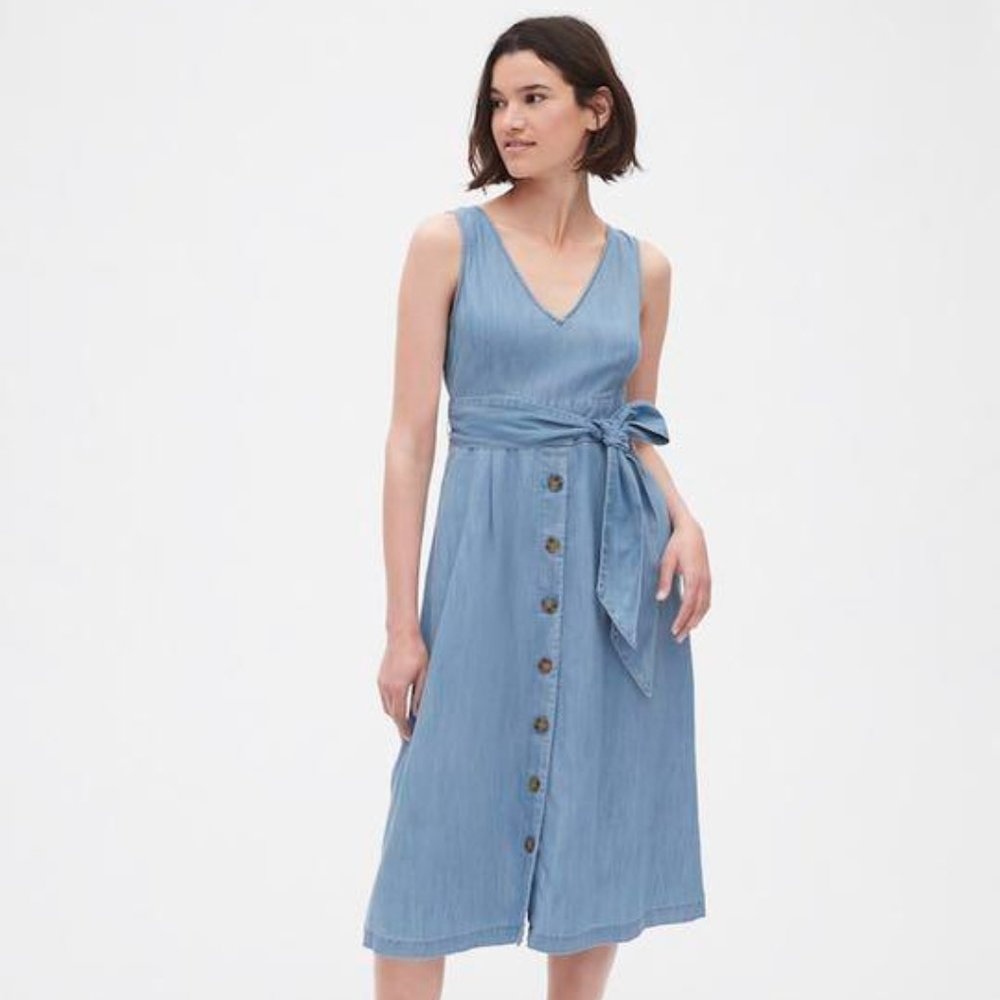 NWT Gap Sleeveless Shirt Dress Denim Fabric